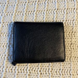 small black travel wallet